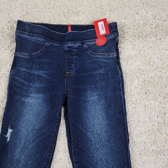 Spanx Distressed Jeans Womens Small Blue Ankle Skinny Medium Wash Stretch Pants - Picture 2 of 12